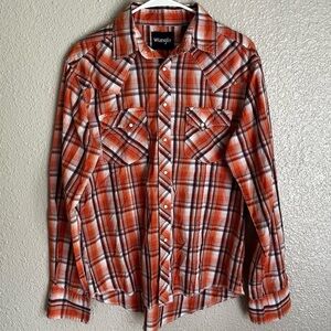 Orange Men Button Down Shirt